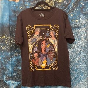 Disney Wish Black Tee with Colorful Characters NWOT